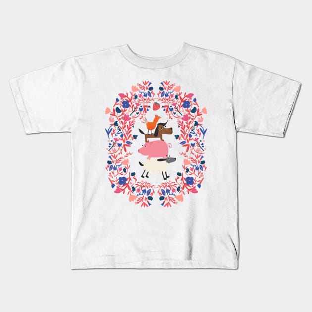 The Animal Pyramid!! Kids T-Shirt by Loo McNulty Design